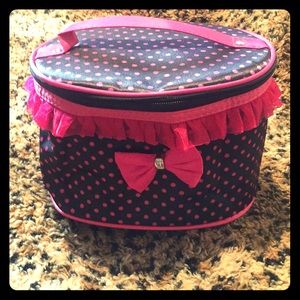 🎀Black & Pink Polka Dot Make up Bag with zipper🎀